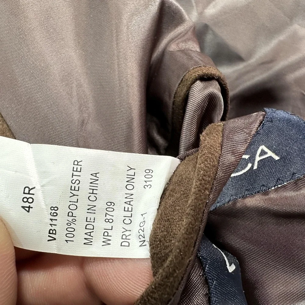 Nautica Sport Coat Mens 48R Brown Faux Suede Blazer‎ Jacket Three Button Prep